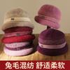 Middle-aged Elderly Winter Velvet Knitted Hat Women's Wool Basin Hat Rabbit Fur Blended Old Lady Cold-proof Warm Hat
