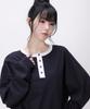 LIKE THE MOST Henley Neck Contrast Oversized Sweatshirt_Navy