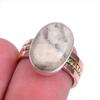 Natural Jasper Gemstone Two Tone 925 Sterling Silver Jewelry Ring Size 6 E6R59