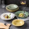 Retro Style Kiln Change Glaze Straw Hat Plate Creative Ceramic Pasta Western Plate Fruit Salad Soup Plate Household Dish