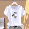 (Asian Size) Fashion Print Flower Sweet 90s Style Trend Lovely Graphic Tee Female Casual T Clothing Casual Women's Summer Top Short Sleeve T-shirt
