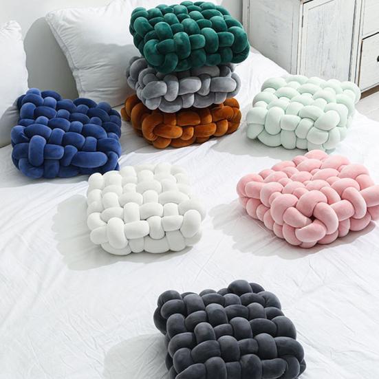 Throw Pillow Soft Touch Comfortable Woven Plush Living Room Sofa Knot Design Cushion Home Decor for Daily Life