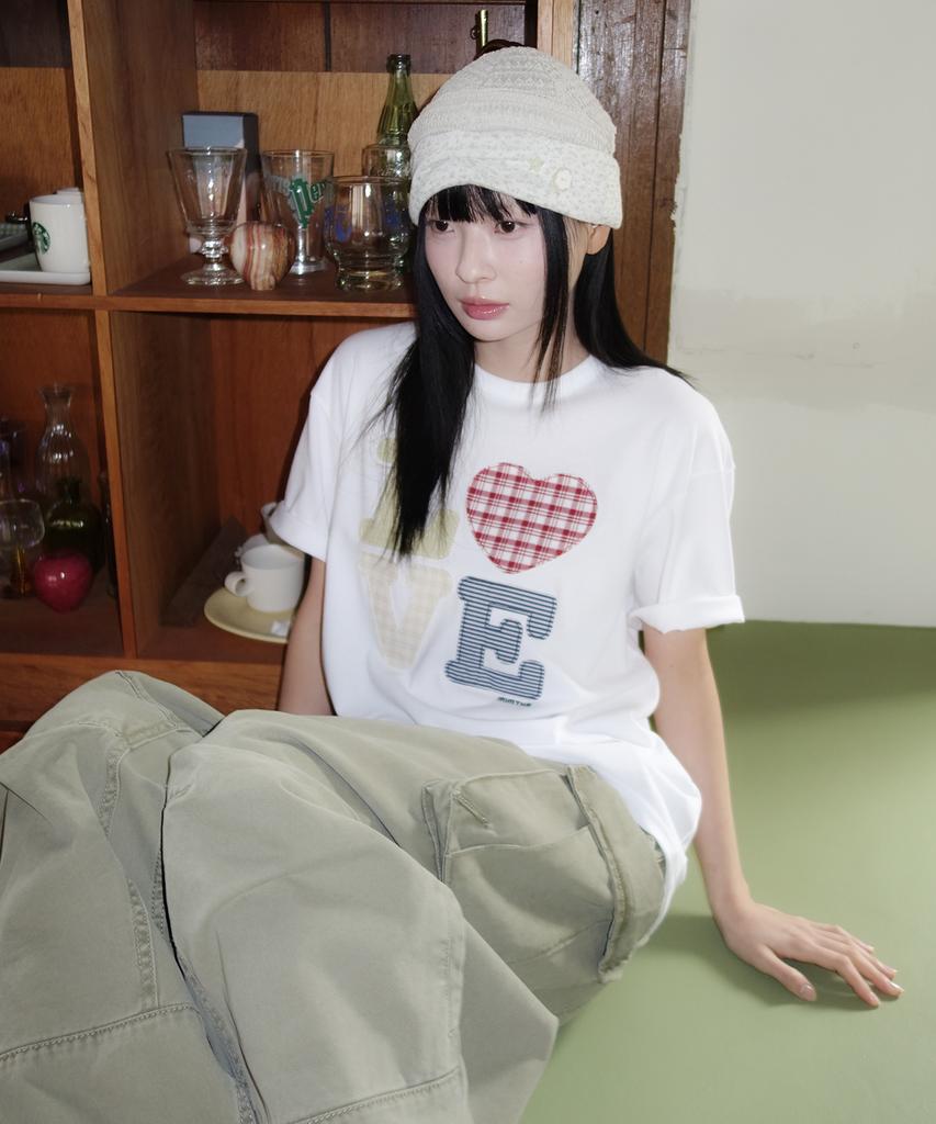 Mimdeowodeulobeu Hello World Patchwork Love T-Shirt_White