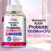 Raw Probiotics for Women 100 Billion CFUs Capsules with Prebiotics, Digestive Enzymes, Approved for Adults, Shelf Stable Supplement