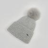 Fox Fur Pom Pom Beanie Hat - Grey