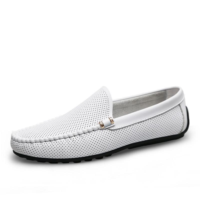 Mode Formele Heren Loafers Echt Leer Heren Rijschoenen Gloednieuw Heren Flats Mocassins Italiaans Ademend Instapper Mannelijke Bootschoenen