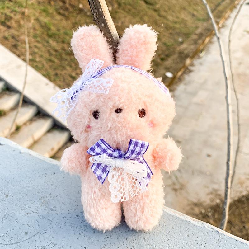 Cartoon Plush Bear Rabbit Keychain Cute Car Key Ring Bags Luggage Pendant