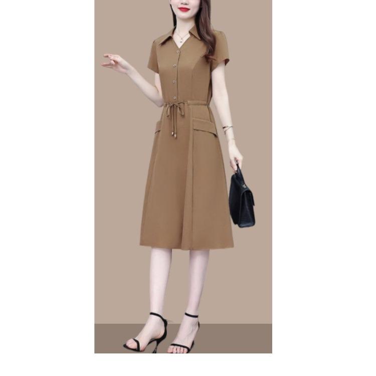 Robe d'été tendance pour mamans, coupe ample, taille nouée, élégante et amincissante, pour femmes d'âge moyen