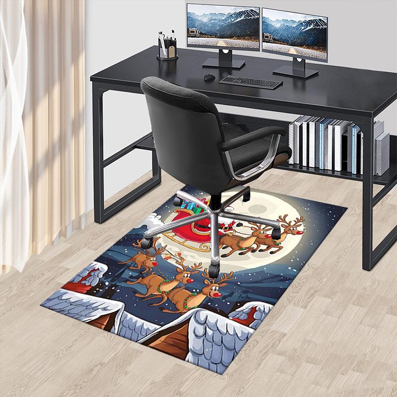 Weihnachts-Weihnachtsmann-Rentier-Stuhlmatte - Anime-Cartoon-Design, rutschfester Teppich für Büro, Heimdekoration, Wohnzimmer, Schlafzimmer, Spielzimmer & Wohnheim.R
