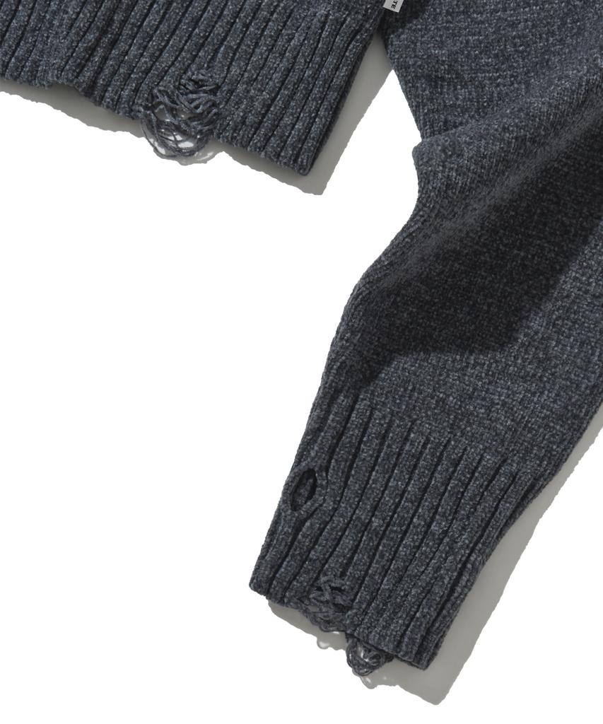 FILLUMINATE (W) Damaged Velvet Crop Knit - Charcoal
