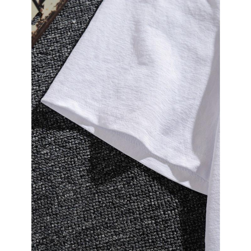 Tailles européennes 1 pièce T-shirt décontracté à col rond pour homme - Imprimé « J'aime mon Boston Terrier », Tissu tricoté avec un léger stretch, Coupe regular, Motif géométrique