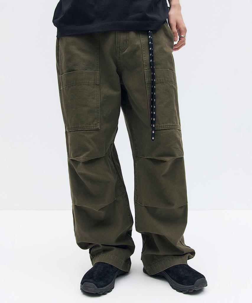 MAISON MINED Parachute Velcro Pants Khaki
