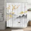 Oriental Landscape Waterproof Shower Curtain Heat Resistant Machine Washable Non-Transparent 180x180cm