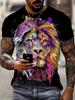 Summer Daily Casual Men's Short-sleeved Top New Outdoor Sports Men's Loose T-shirt Urban Street 3D Lion Print Men's T-shirt