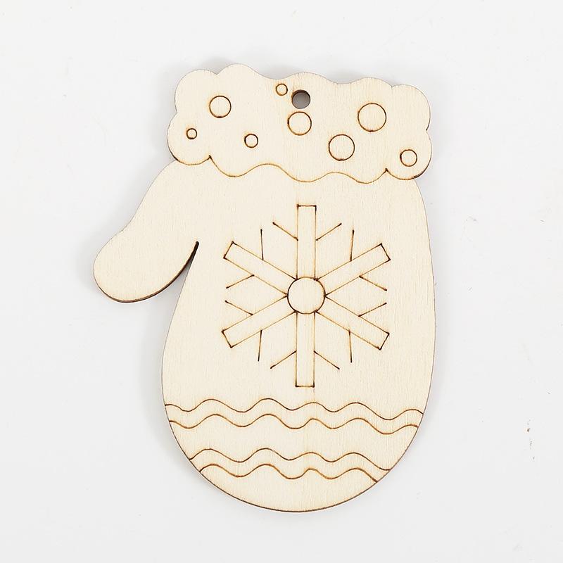 10 Peças Padrão de Desenho Animado de Natal Placa de Madeira Incolor e Corda de Cânhamo - Pintura Manual Pingente de Árvore de Natal Decorações de Natal