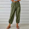 Spring and Summer Loose-fitting High-waist Button Cotton and Linen Pants Nine-point Pants Wide-leg Women's Pants