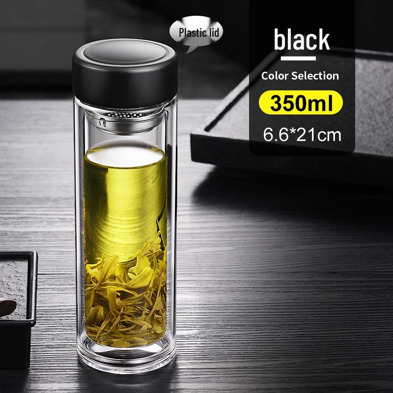 Double-Layer Borosilicate Glass Tea Cup - Heat Resistant & Transparent for Brewing.