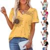 Women's Fashionable Casual Short Sleeve Print V-Neck Pullover Top