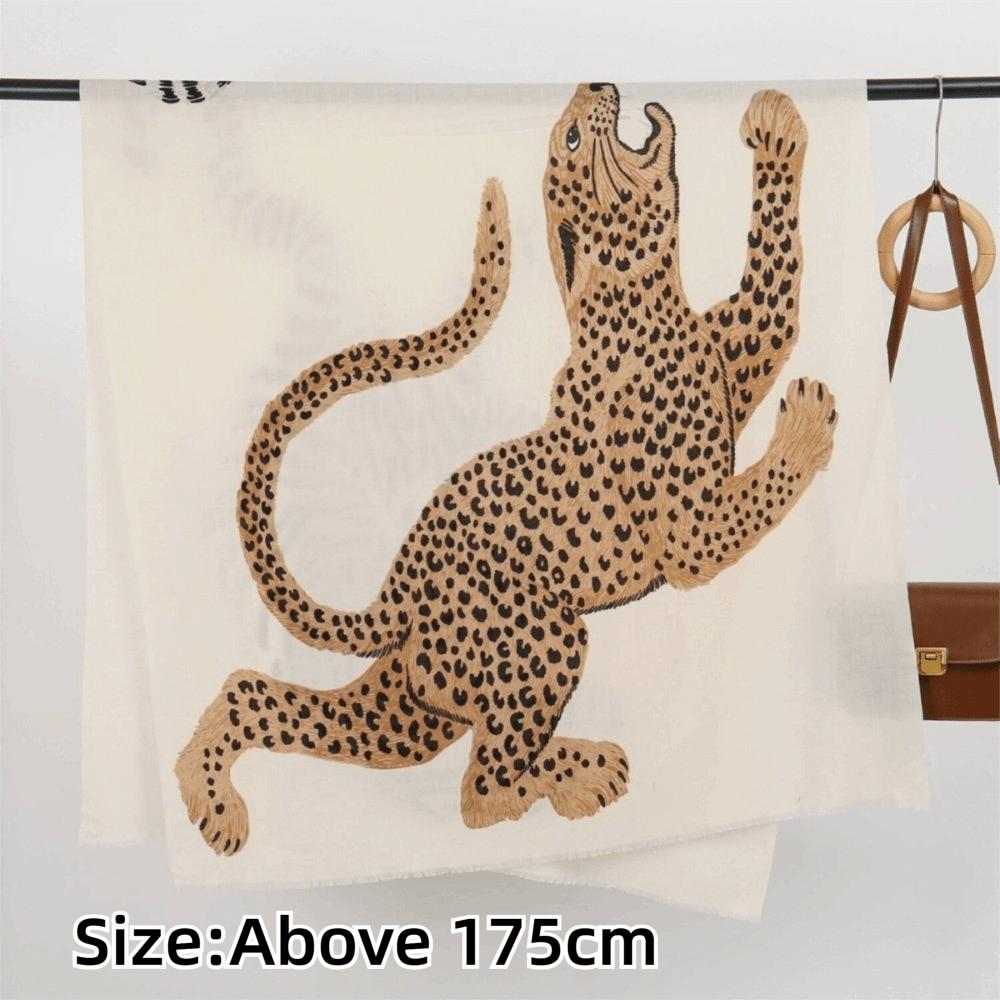 Leopard Print Leopard Print Scarf High-End Texture Fringed Shawl New Silk Scarf  Shoulder Draping