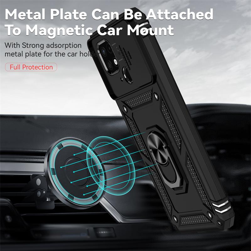 For Xiaomi Redmi 10C Case Armor Metal Ring Magnetic Stand Phone Case For Redmi 10C 10 C Redmi10c Slide Lens Protect Back Cover