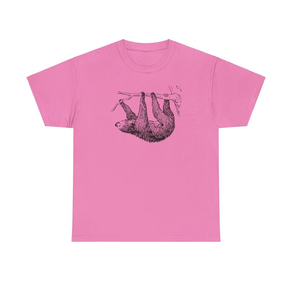 Sloth Hanging On a Tree Branch Unisex Heavy Cotton Tshirt Tops Tee
