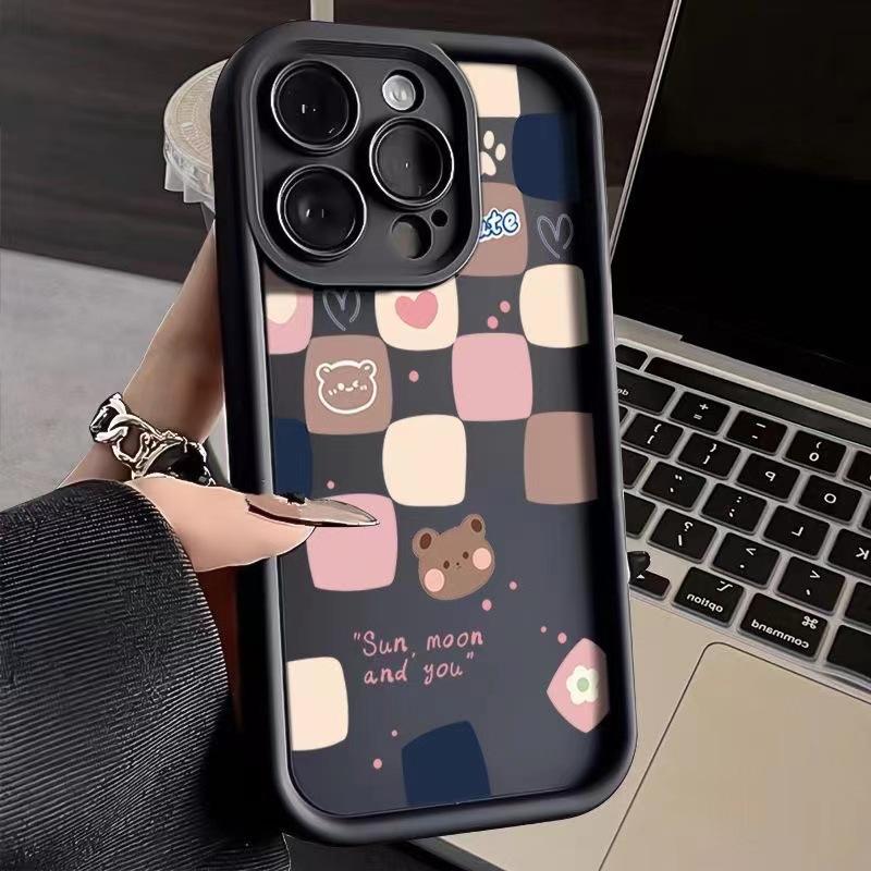 Square Bear Is Suitable for Apple 16 Phone Case 15plus, Matte 14 Silicone 13mini Protective Case 12promax