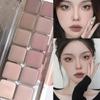Low Saturation Eyeshadow Palette 12 Color All Matte Korean Tea Apricot Eye Makeup Palette Daily Makeup Long Lasting Eye Shadows