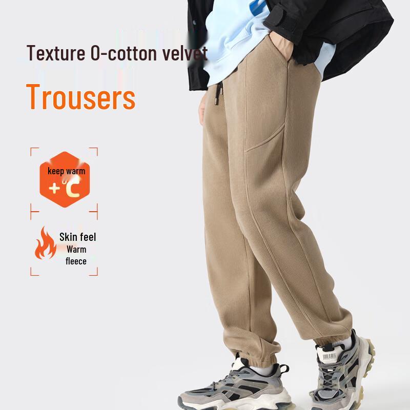 Jeanswest Men's Chinese Style Corduroy Fleece-Lined Jogger Pants
