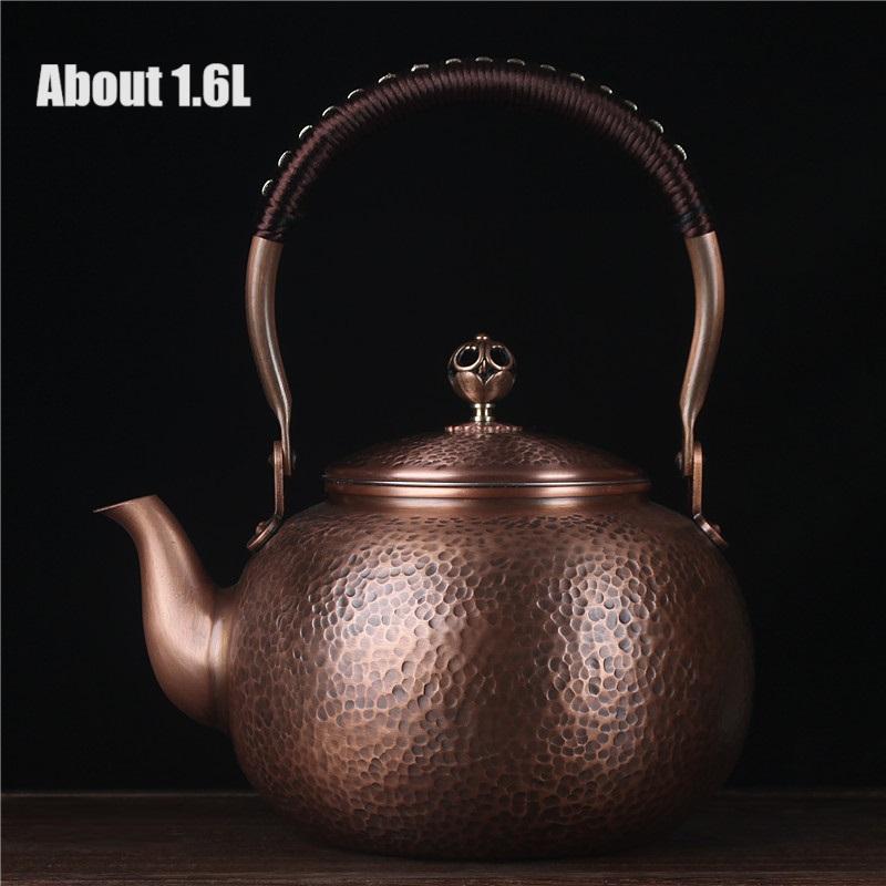 Handmade Hammer Strike Pattern Copper Teapot Thickened Uncoated Boiling Kettle