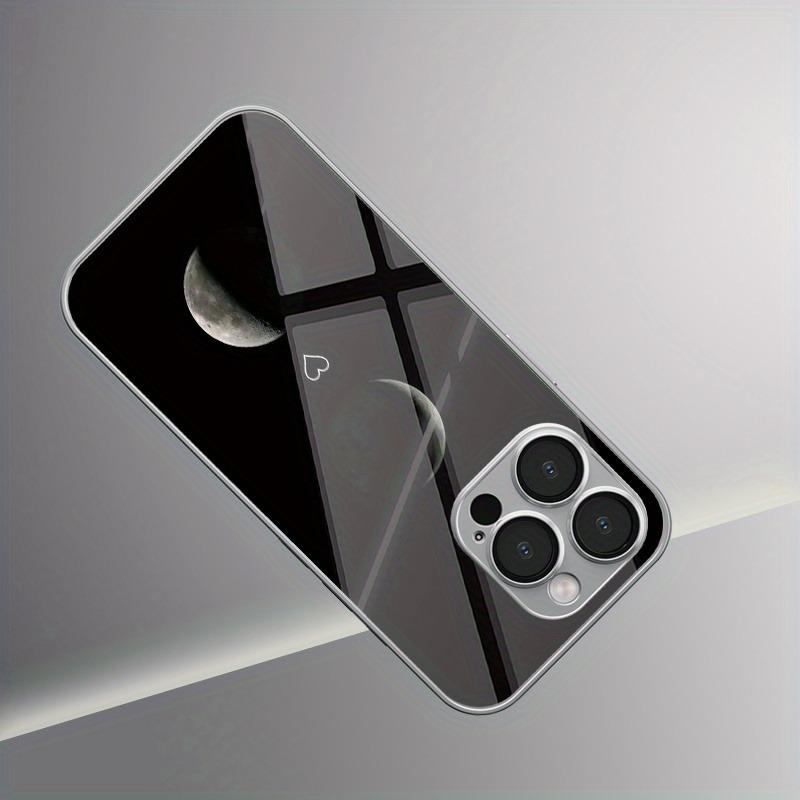 Simple Moon Love Pattern Electroplated Silver Phone Case For Samsung Galaxy S25 S24 S23 Ultra Plus FE Tempered Glass Cover