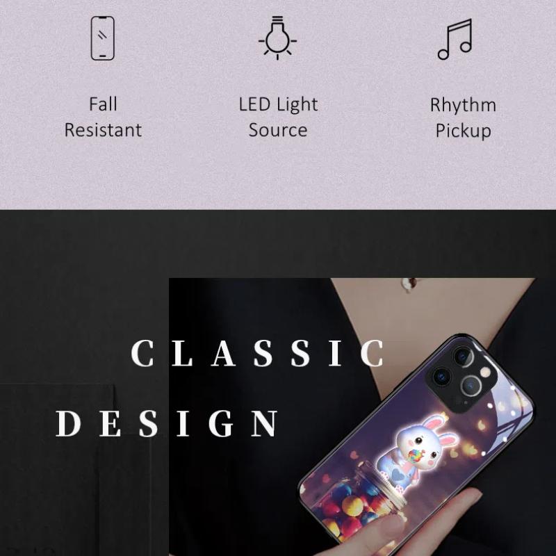 LED Light Glowing Luminous Phone Case for IPhone 11 12 13 14 15 X Xs Xr Mini Pro Max Plus