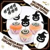 8pcs Halloween Pumpkin Cake Toppers Set Halloween Dessert Decoration Picks DIY Craft Supplies for Party Table Centerpiece