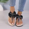 Women's Wide Width Bow Thong Sandals - Jute Rope Sole Flip Flops for Summer, Fashion Bohemian Slides
