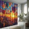 Sunset Hot Air Balloon Shower Curtain Set, City Background, 12 Hooks, Polyester, Bathtub Partition, Modern Bathroom Decor