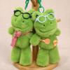 Süßer grüner Frosch Plüsch Schlüsselanhänger Kawaii Stofftier Tasche Anhänger Mit Brille Und Zubehör