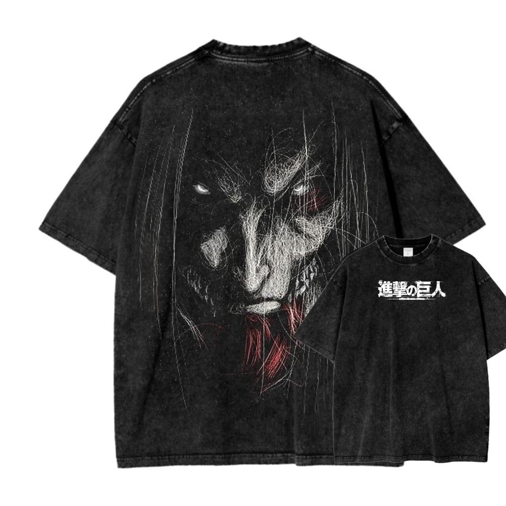 Attack On Titan Anime Lover Washed T-shirt Year Round Clothing High Quality Personality Clothes Plus Size Unisex New Model Couples Tee