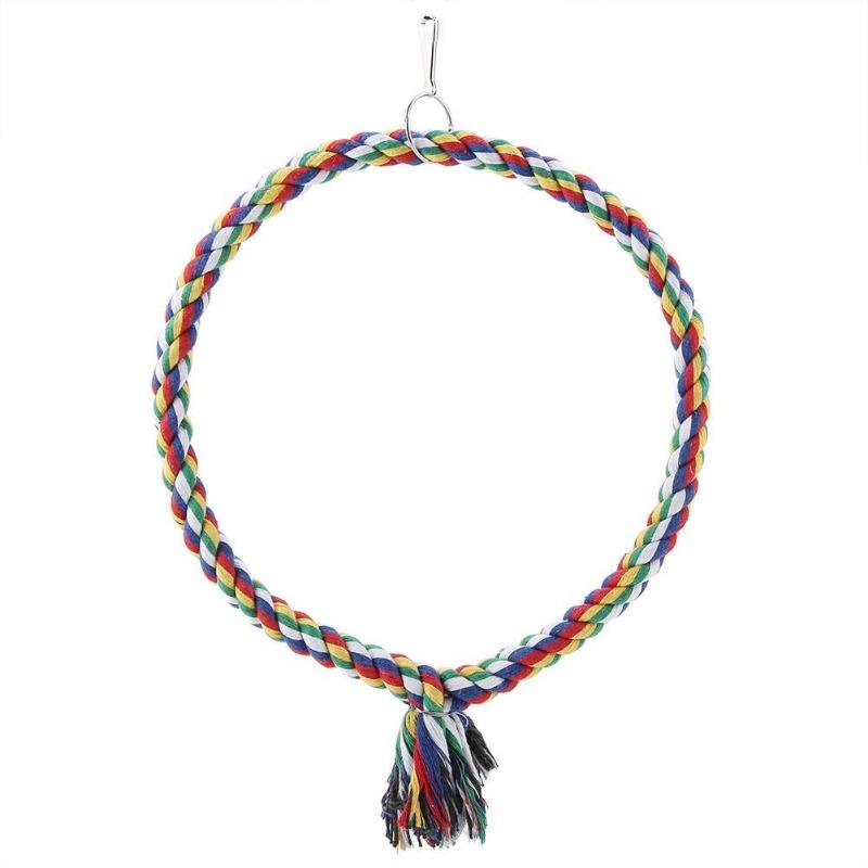 Bird Parrot Circle Ring Rope Perch Stand Swing Chewing Toy Birdcage Decoration Accessory