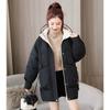 Down Padded Jacket Women's Mid-length Hooded Loose Large Pockets Loose Thick Padded Jacket Jacket Windproof