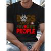 European Size Plus Size Men's Cotton T-Shirt with Dogs Graphic - Casual Crew Neck Top with Slight Stretch, Geometric-Pattern, Knit Fabric for Summer