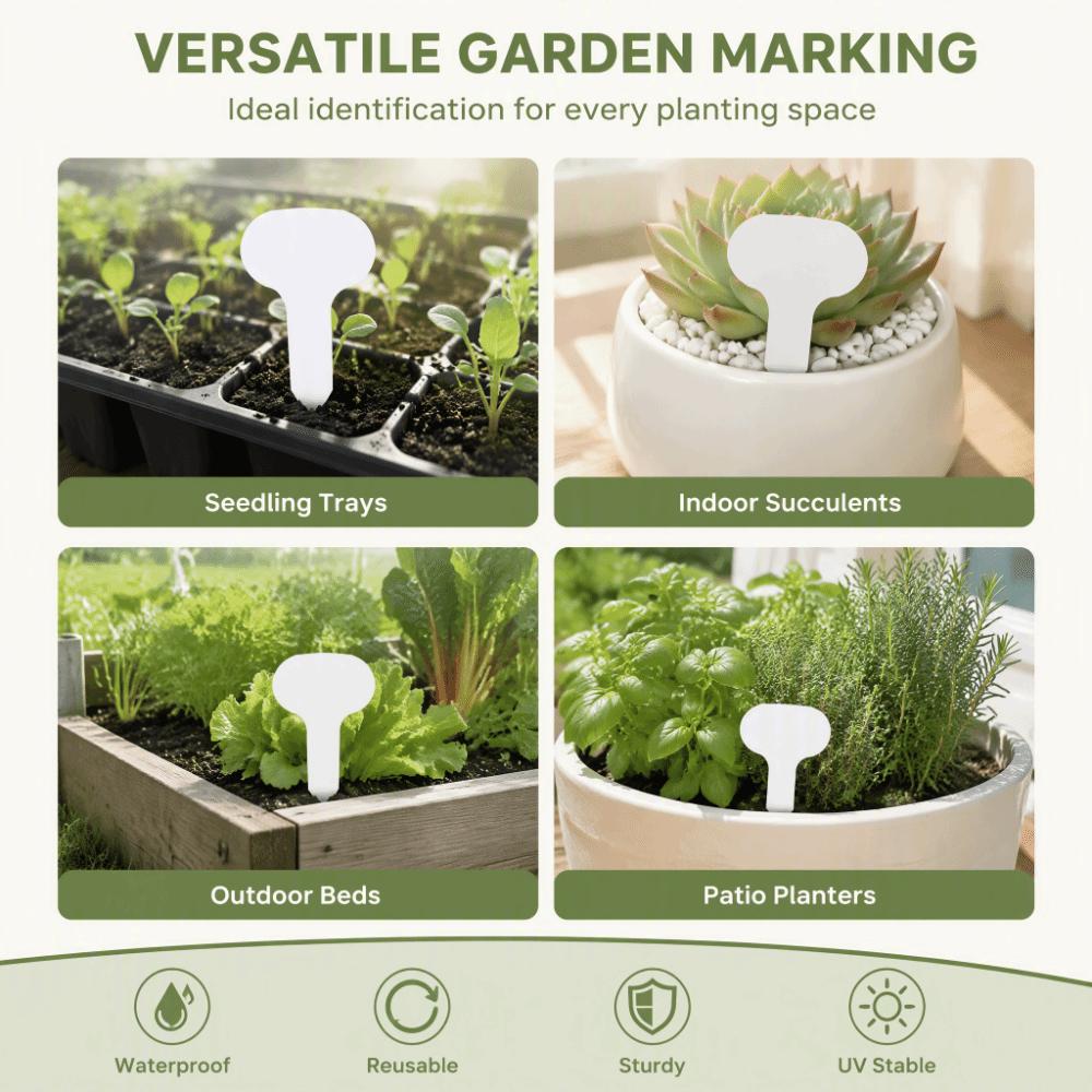100pcs 5x7cm Plant Labels White Garden Labels Durable T-Shape Tags  Indoor Gardening