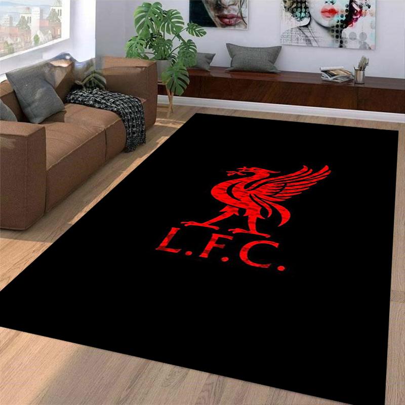Zwart en Rood LFC tapijt Ontworpen vloermat, geschikt als antislipmat voor de woonkamer of slaapkamerbank