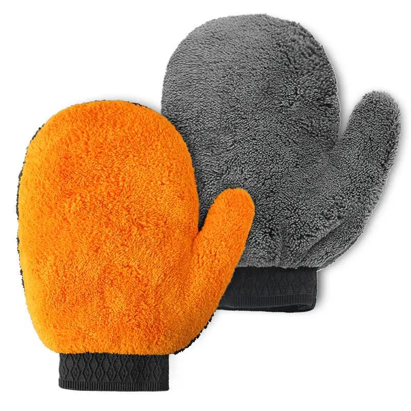 1Pcs Soft Car Washing Gloves Double-sided Fleece Microfiber Chenille Drying Cloth Car Body Window Tire Cleaning Glove Thicken