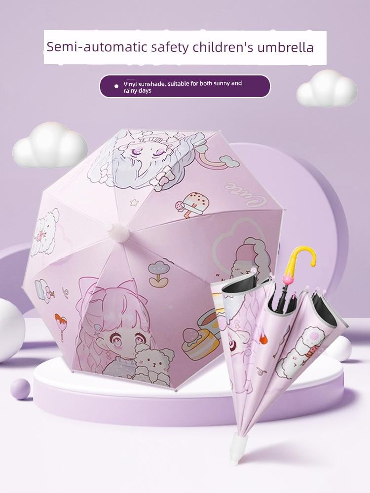 Children's Umbrella for Babies, Kindergarten Kids, Elementary School Students, Boys and Girls, Automatic Dual-Use Cartoon Print Umbrella