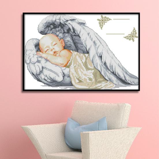 Baby Cross Stitch Smooth Tough Clear Print Colorful Bright Gloss Decorative Eco Cotton Little Angel Birth Certificate Embroidery Kit Birthday Gift