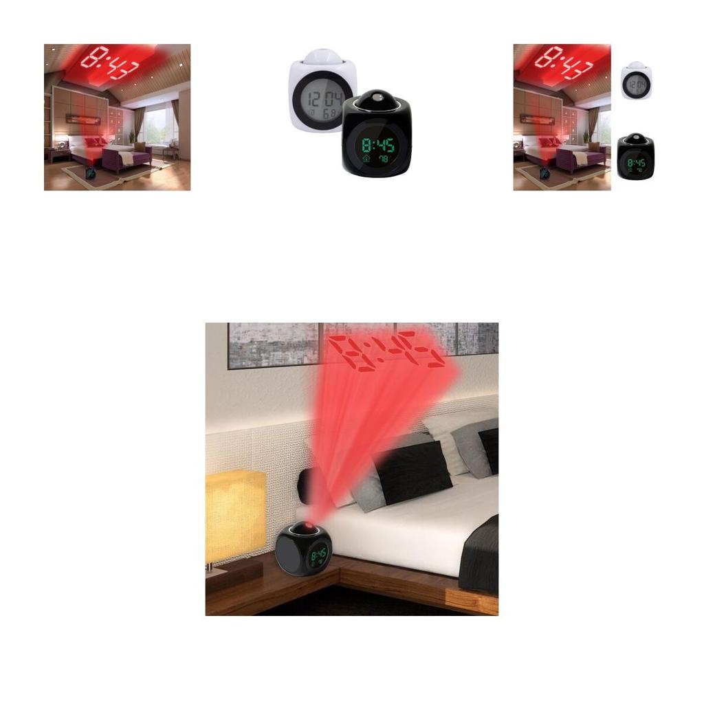 Klassischer digitaler Wecker Multifunktion mit Sprachausgabe und heller LED-Projektion Temperaturanzeige