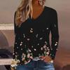 Plus Size European and American Fashion 2025 Women's Elegant V-neck Long Sleeve T-shirt