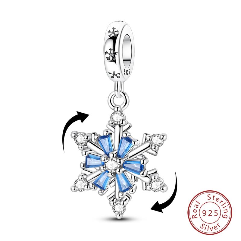 Winter Charm 925 Silver Snowflake Snowman Penguin Charm Pendant For Women Fine DIY Birthday Jewelry Gifts