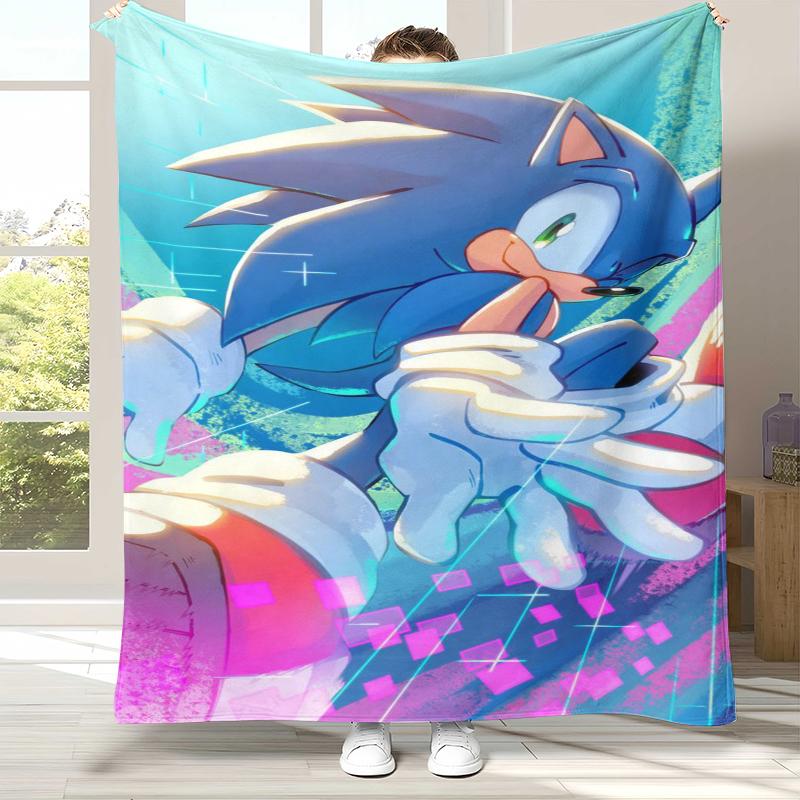Ρετρό S-Sonic Κινούμενο Σχέδιο Παιχνίδι Φλανελένια Κουβέρτα, Εξαιρετικά Μαλακή Ζεστή Βελούδινη Ρίψη για Σπίτι Υπνοδωμάτιο Κρεβάτι Καναπέ Κάλυμμα Κάμπινγκ Πικνίκ δώρο