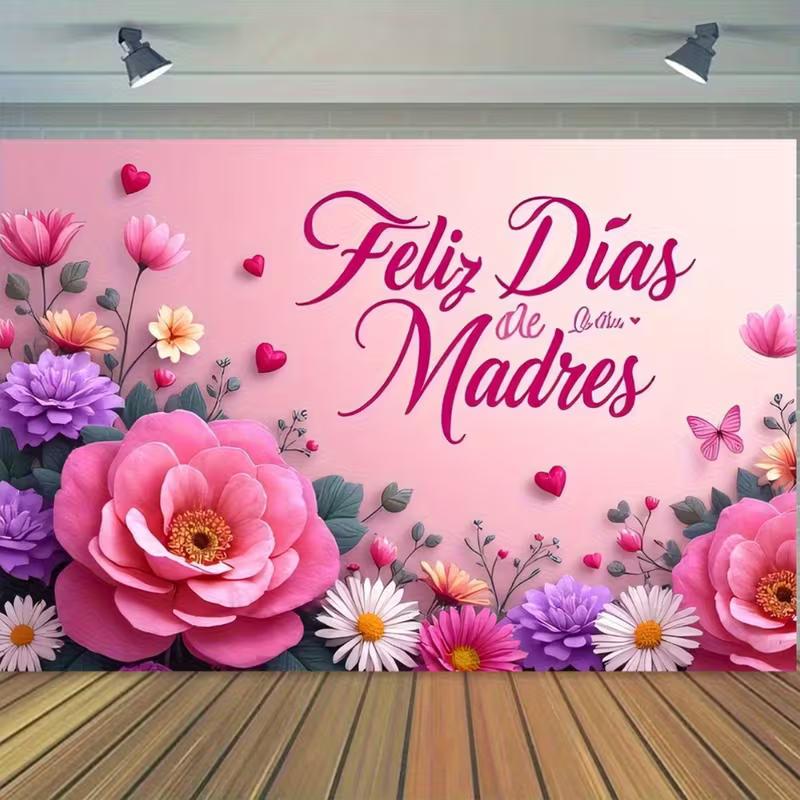 2D Pink Rose & Daisy Mother's Day Photo Booth Background