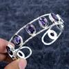 Bracciale Rigido Fatto a Mano in Argento Sterling 925 con Pietra di Ametista Regolabile M-3318